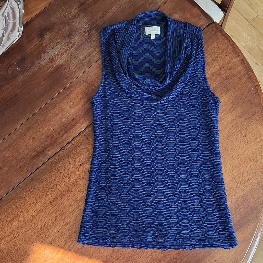 Deletta Cowl Neck Dressy Sleeveless Blouse Green, Purple Women's Small - Picture 6 of 10